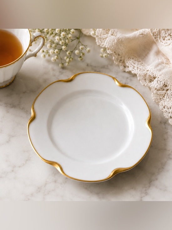 Haviland Limoges Other - Vintage Haviland Limoges France White Gold Scalloped Dessert Bread Plate 6.5”